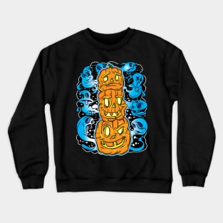 Jack-O-Lantern Pumpkin Totem with Ghosts by eShirtlabs Crewneck Sweatshirt